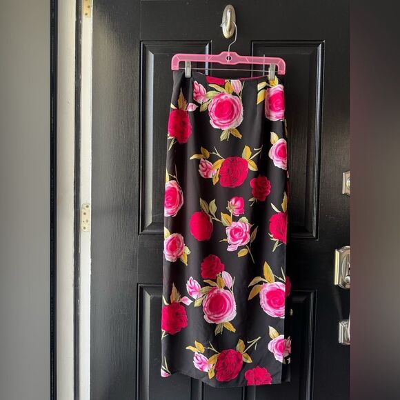 VTG La Belle Fashion Floral Roses Sheer Midi Skirt Size S/M - Picture 4 of 12